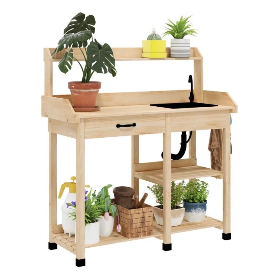 Gardening Tools Wooden - Деревянный стол для пересадки растений с